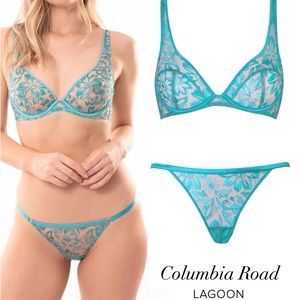 Agent Provocateur Columbia Road Lace Bra & Thong Set in Lagoon Teal
